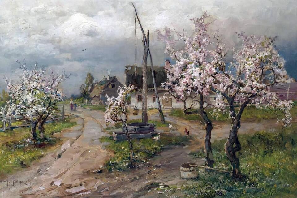 Картини весни Юлія Клевера – «Весна у селі» 